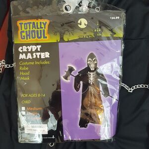 NWT Totally Ghoul Boys XL 8-14 Crypt Master Halloween Costume Robe Hood Mask A8